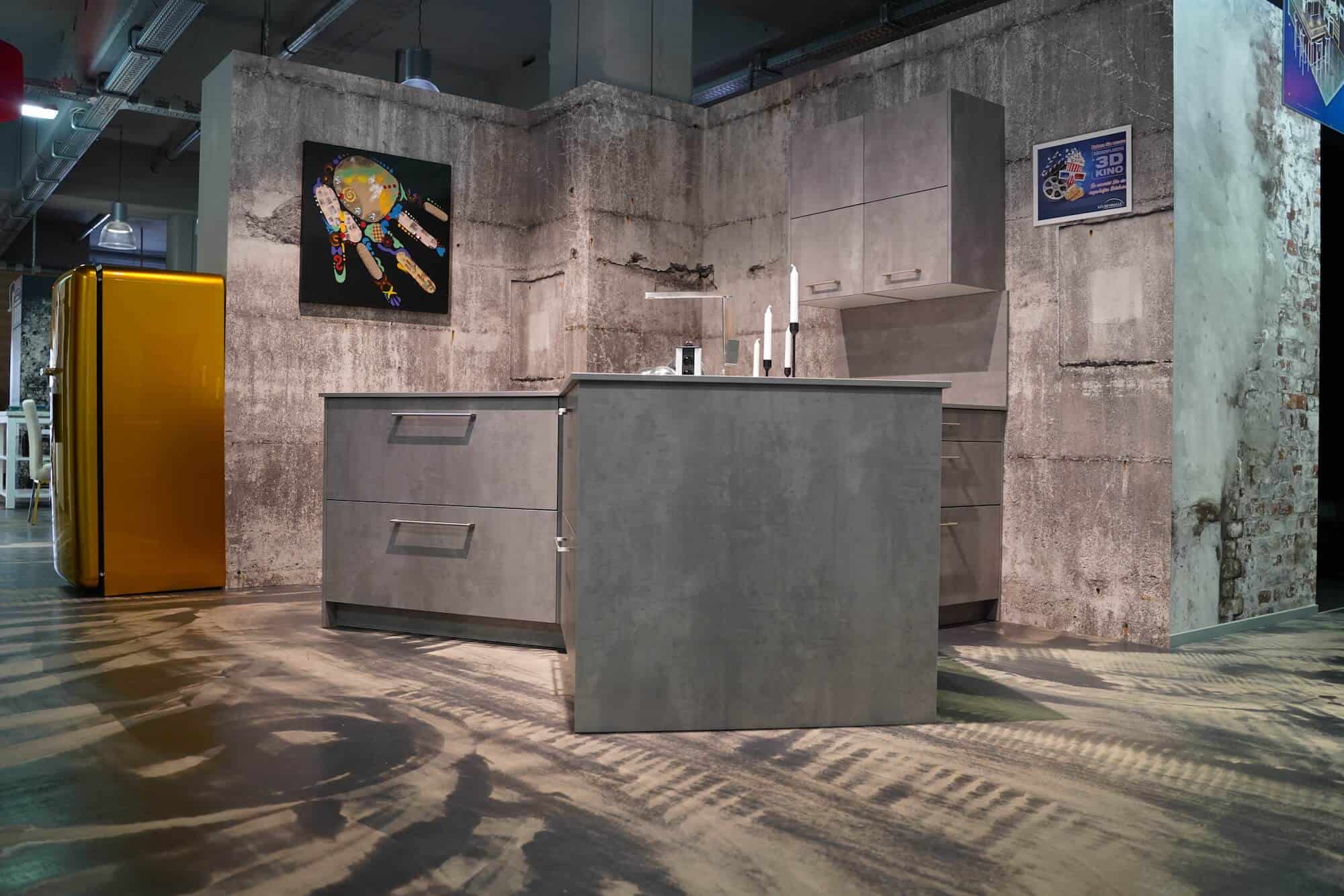 Ballerina-Küchen-Design-Y-Form-Beton-Insel-Hochschrank
