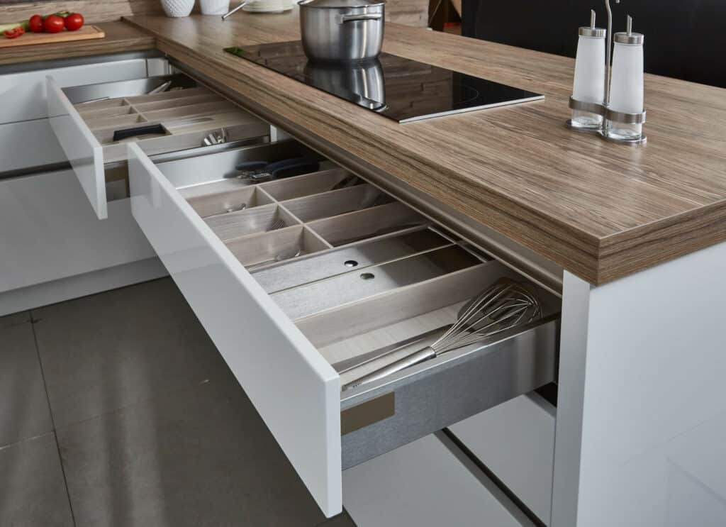 Bauformat Design Küche echtholz Arbeitsplatte hellbraun