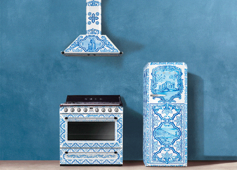 Smeg Elektrogeräte Dunstabzug Kühlschrank und Herd Divina Cucina
