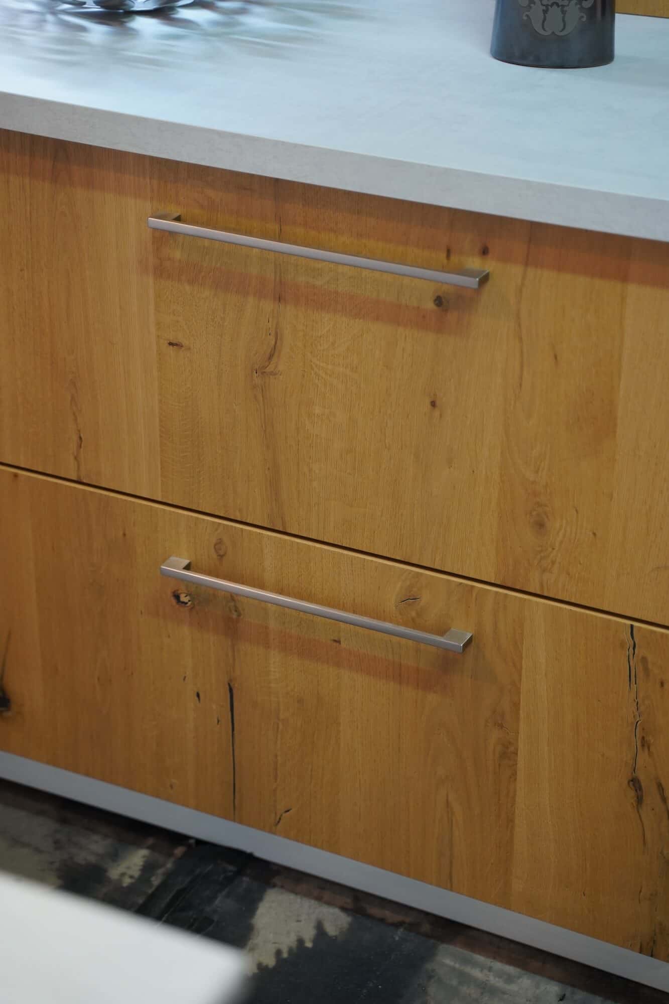 Holz Fronten Edelstahl Griffen