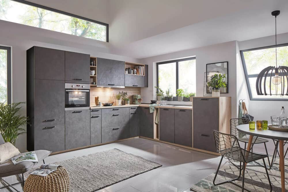 Nobilia moderne L-Küche Beton Terragrau