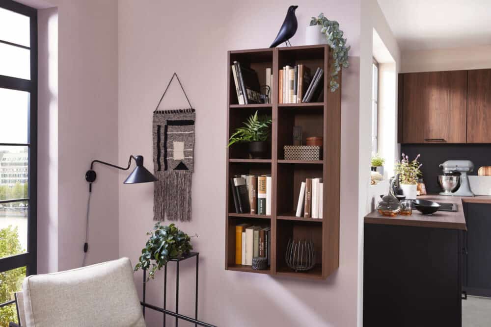 Nobilia Riva L-Küche mit Wandschrank Nussbaum Nachbildung