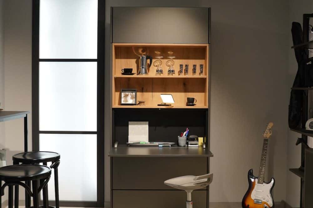 Ballerina moderne Küche Design Hochschrank mit Schreibtisch