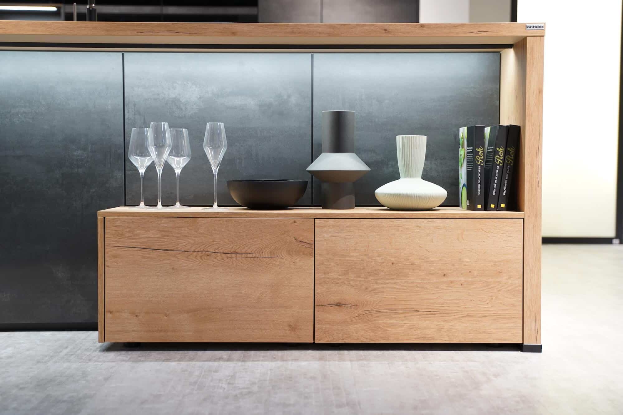 Holz Kommode grifflose Fronten Eiche Nachbildung