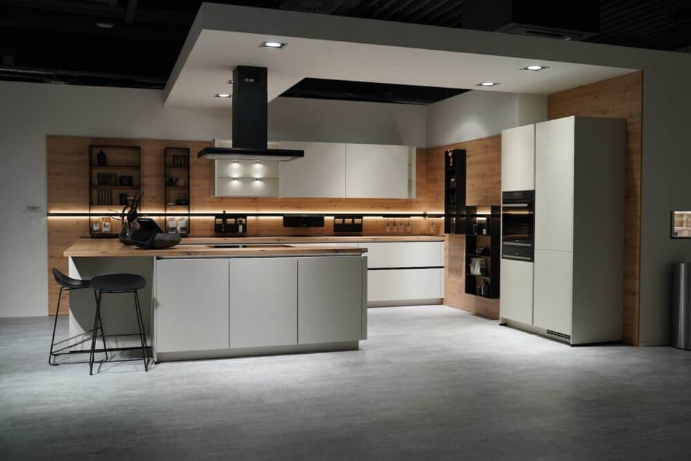 Nobilia Designküche grifflos Lacklaminat Sand