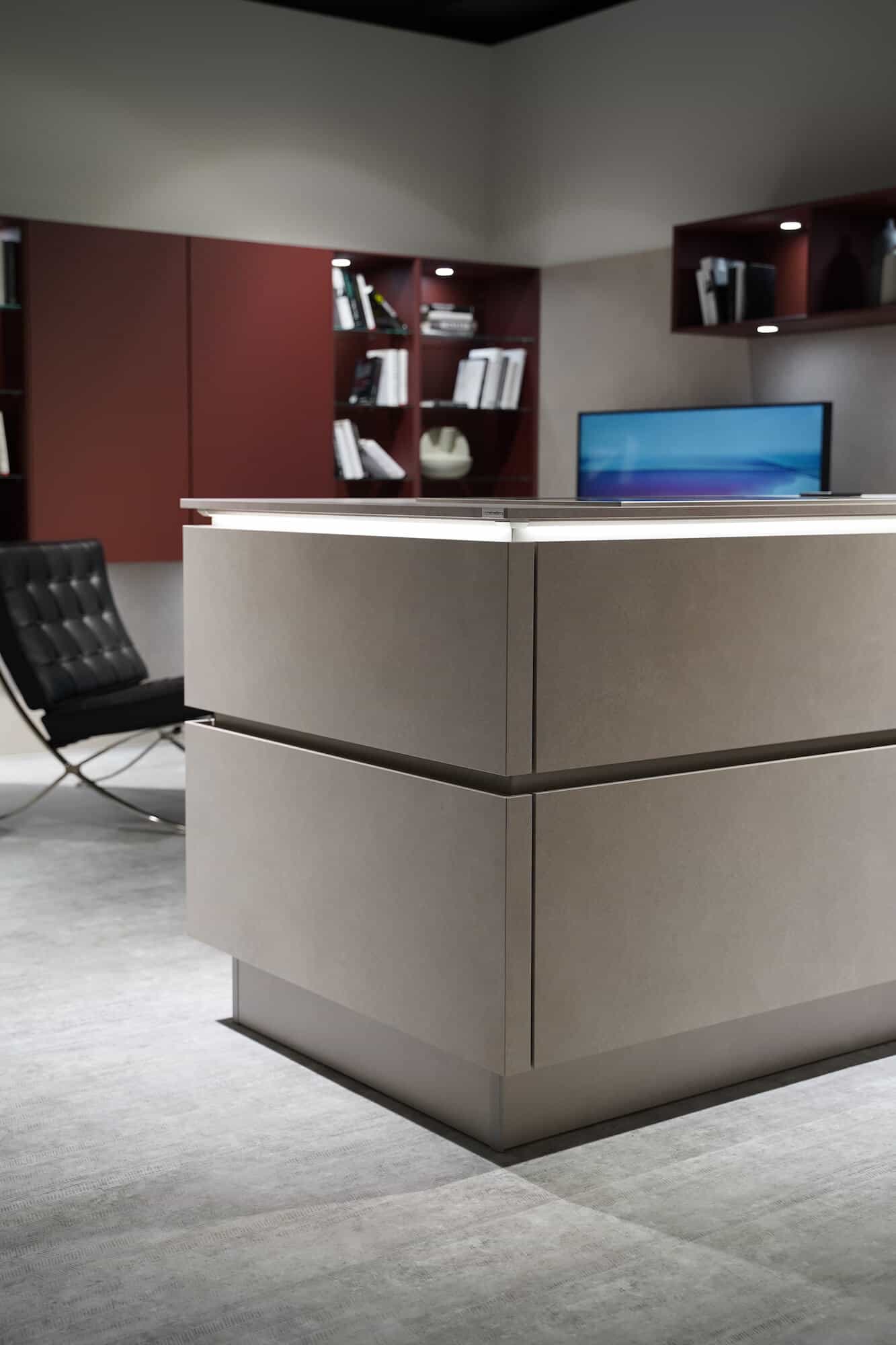 Nobilia Designküche grifflos mit Beton Fronten
