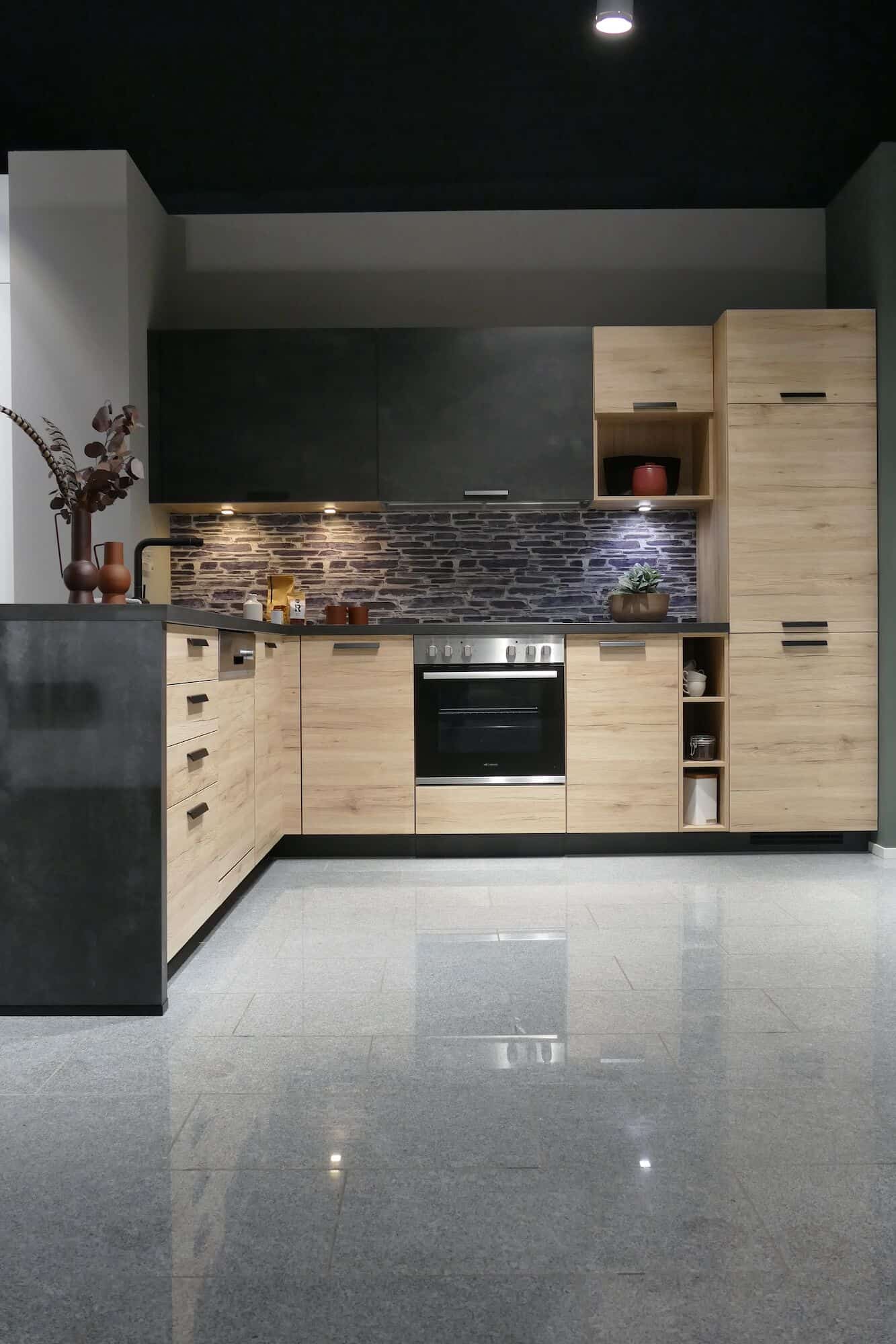 Nobilia moderne L-Küche Holz Fronten Eiche