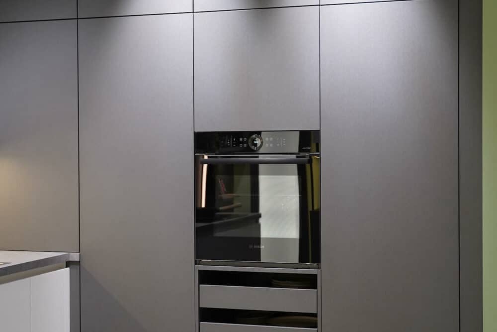 Ballerina L-Küche titan steel matt Wandschrank