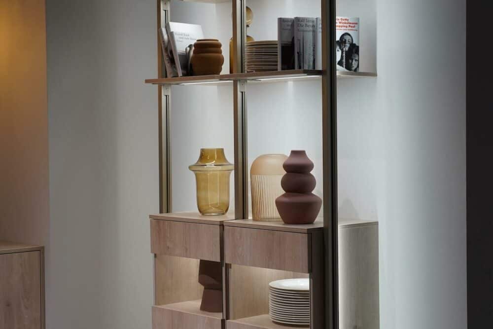 Wandschrank Eiche offene Regale