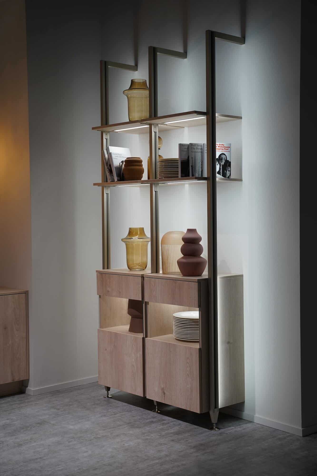 Wandschrank Eiche offene Regale