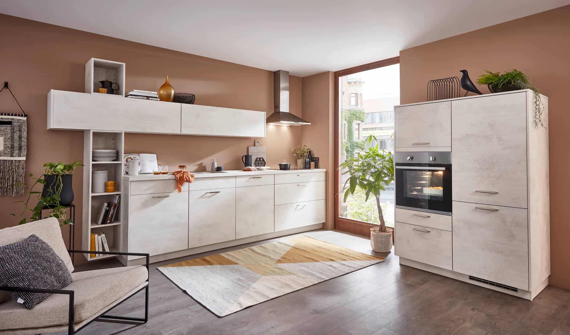 Nobilia moderne Küche Weißbeton