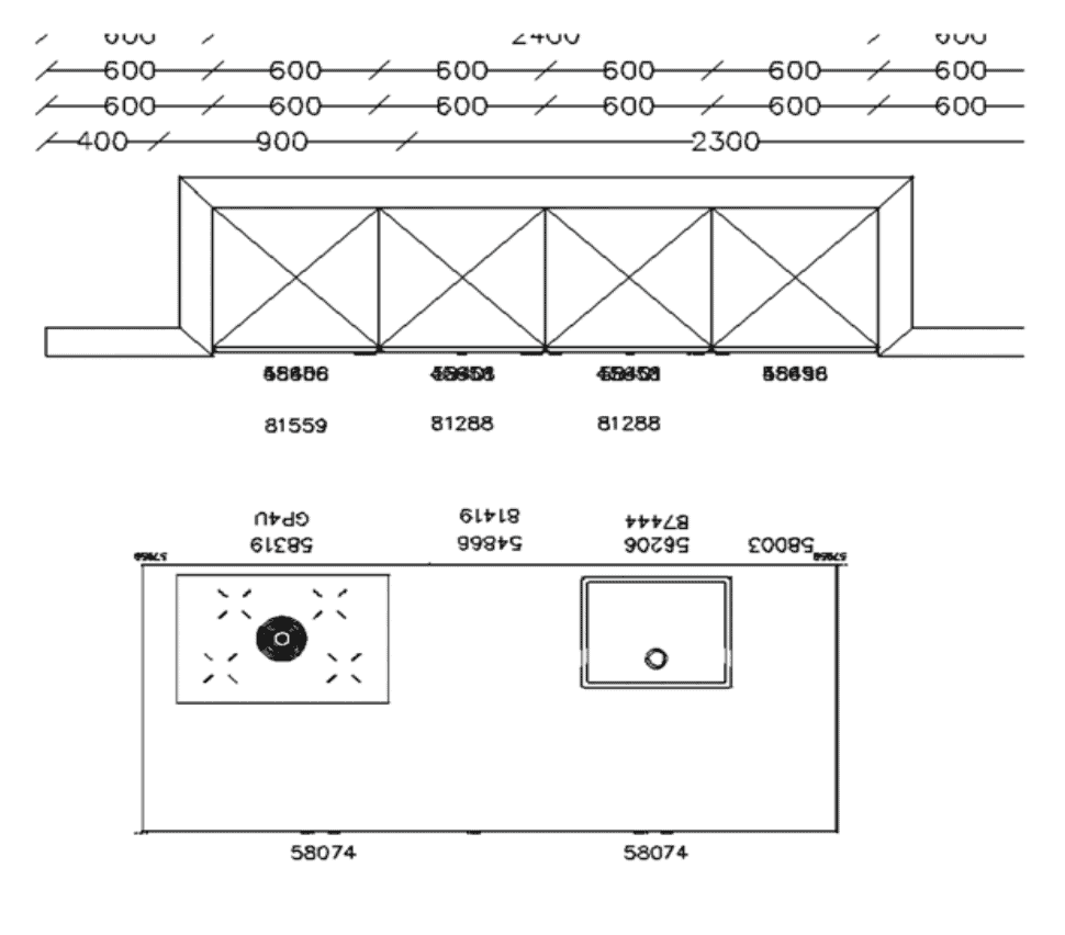 Grundriß Nobilia Design Inselküche schwarz