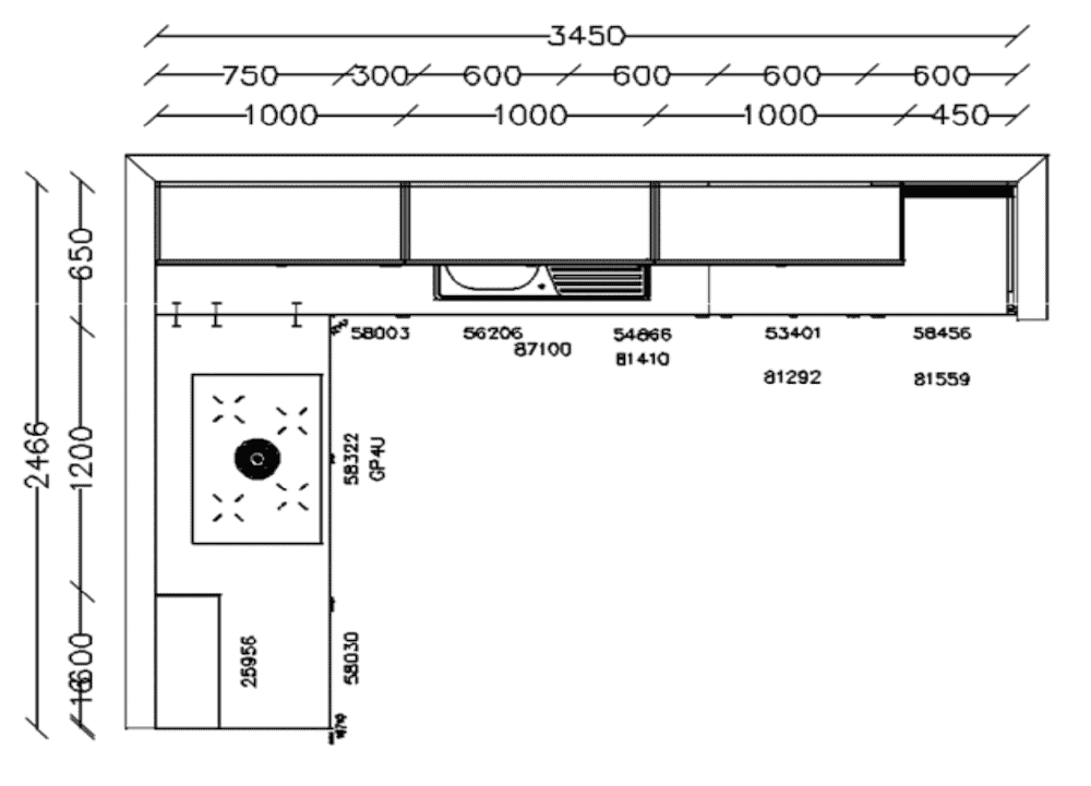 Grundriß Nobilia Design L-Küche weiß