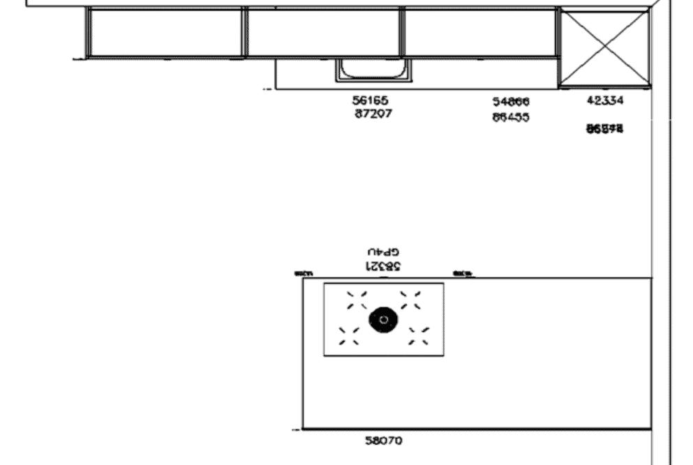 Grundriß Nobilia Designküche mit Kochinsel