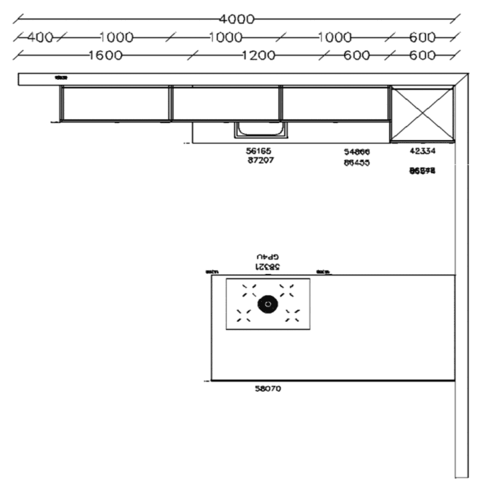 Grundriß Nobilia Designküche mit Kochinsel