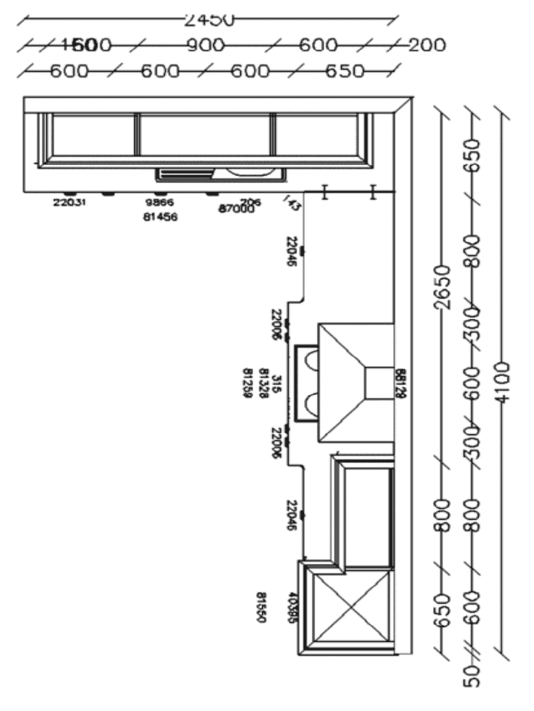 Grundriß Nobilia L-Küche Landhausstil