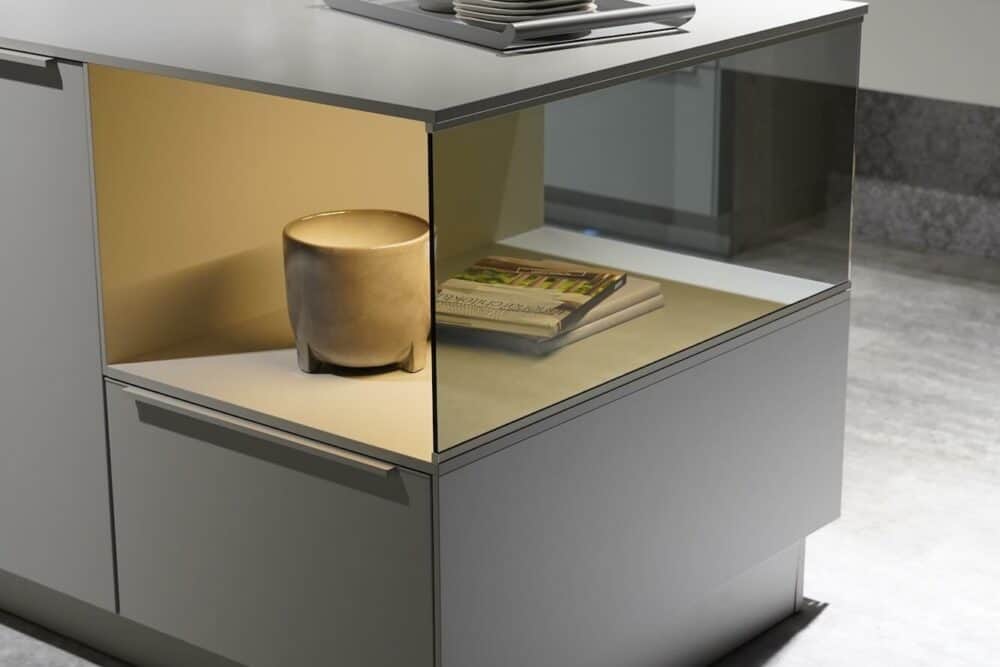 Inselende Nobilia Design Inselküche grau