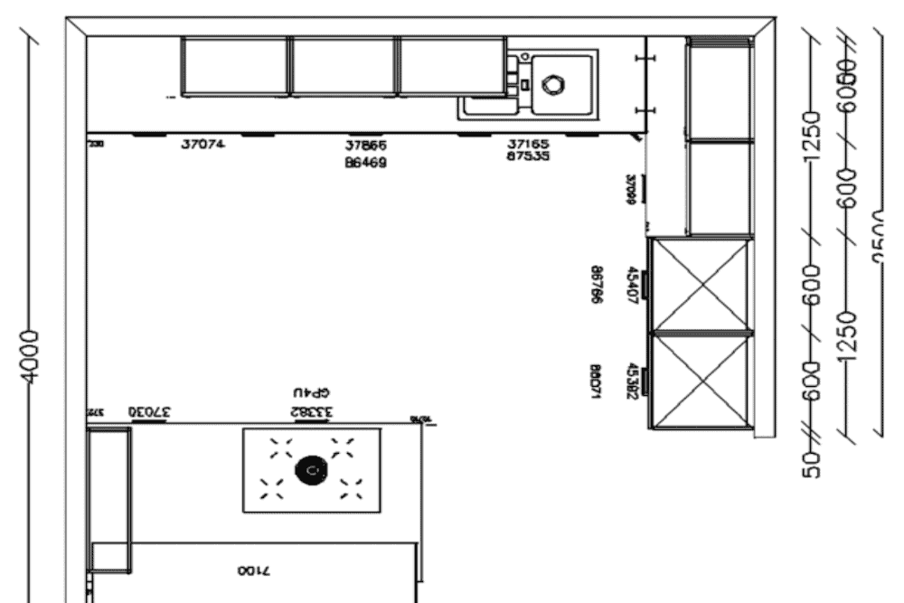 Nobilia Inselküche im Landhausstil Grundriss