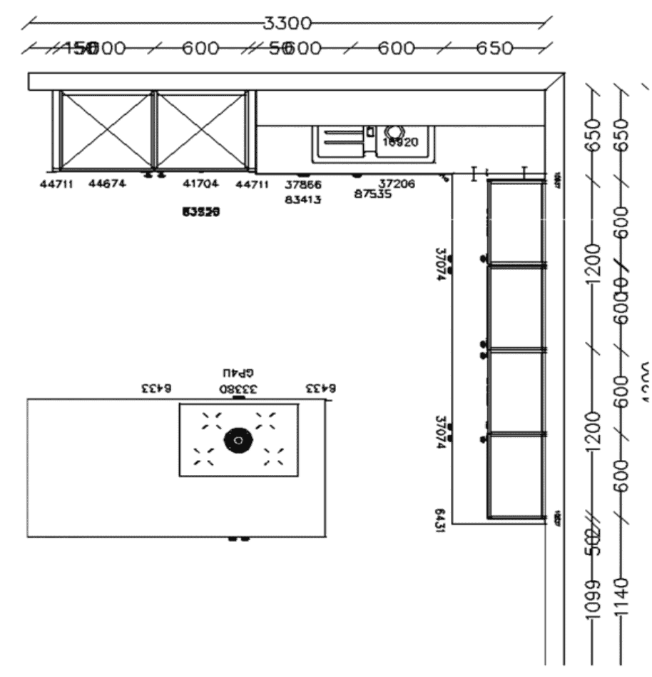 Nobilia Landhausküche mit Kochinsel Grundriss