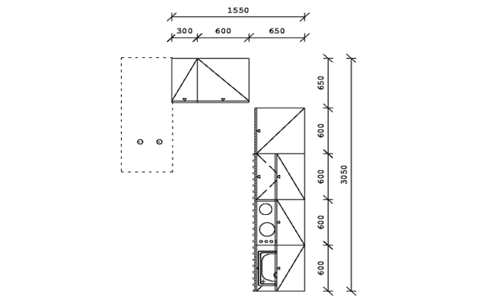 Pino klassische Küche weiß Grundriss