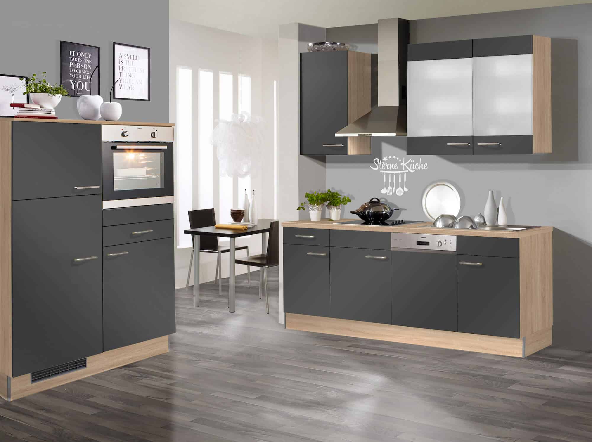 Pino Küchenzeile Grafit mit Highboard