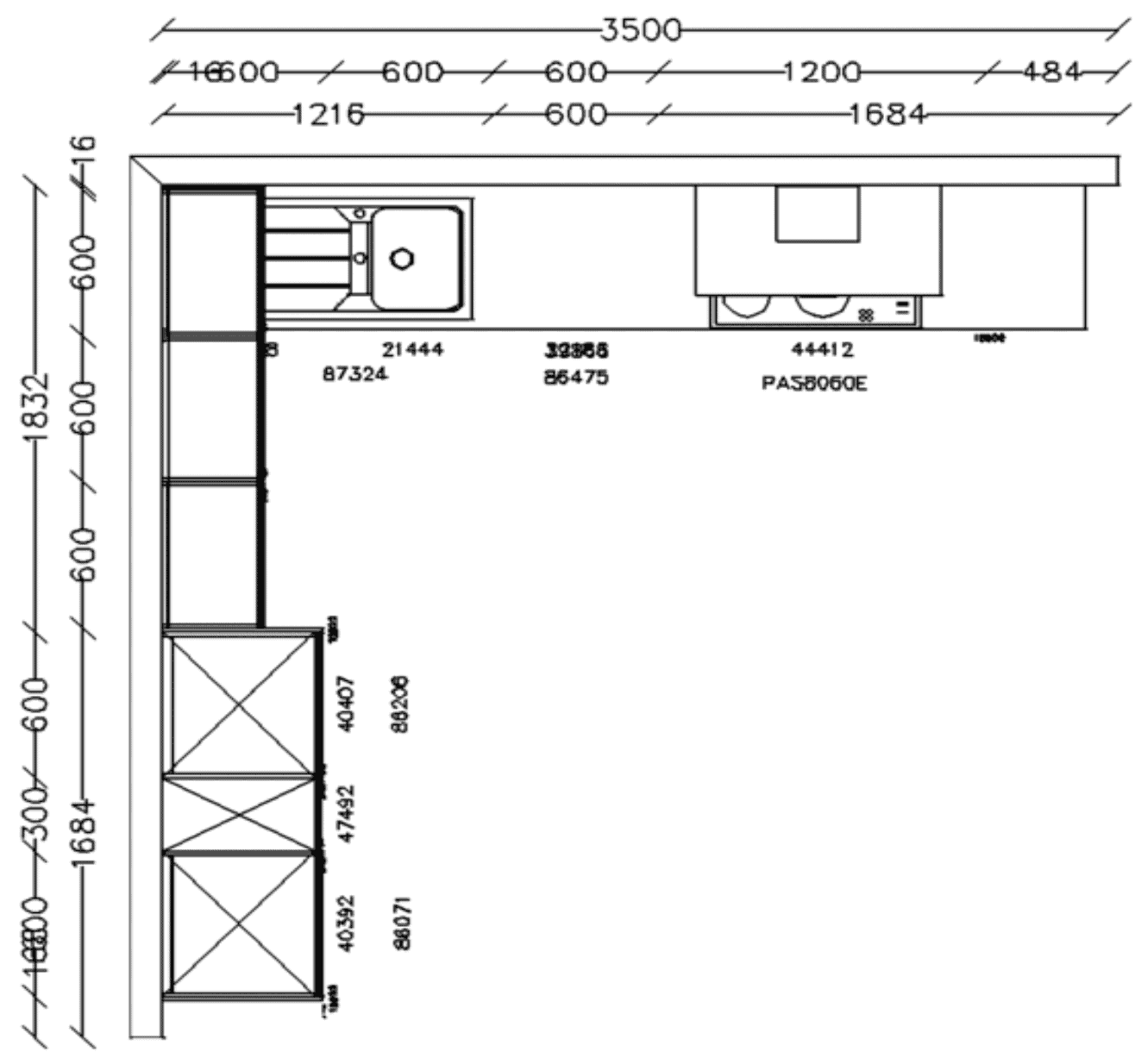 Nobilia moderne L-Küche weiß Grundriss