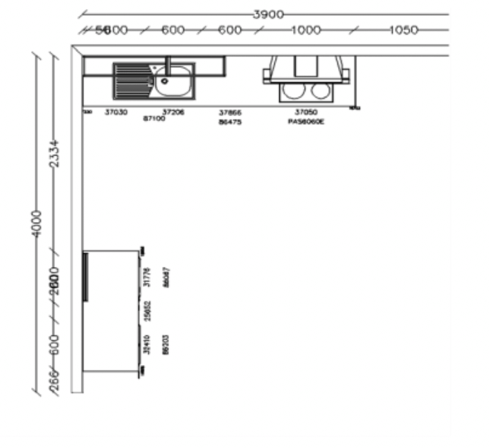 Grundriss Nobilia Design Küche Weißbeton mit Highboard