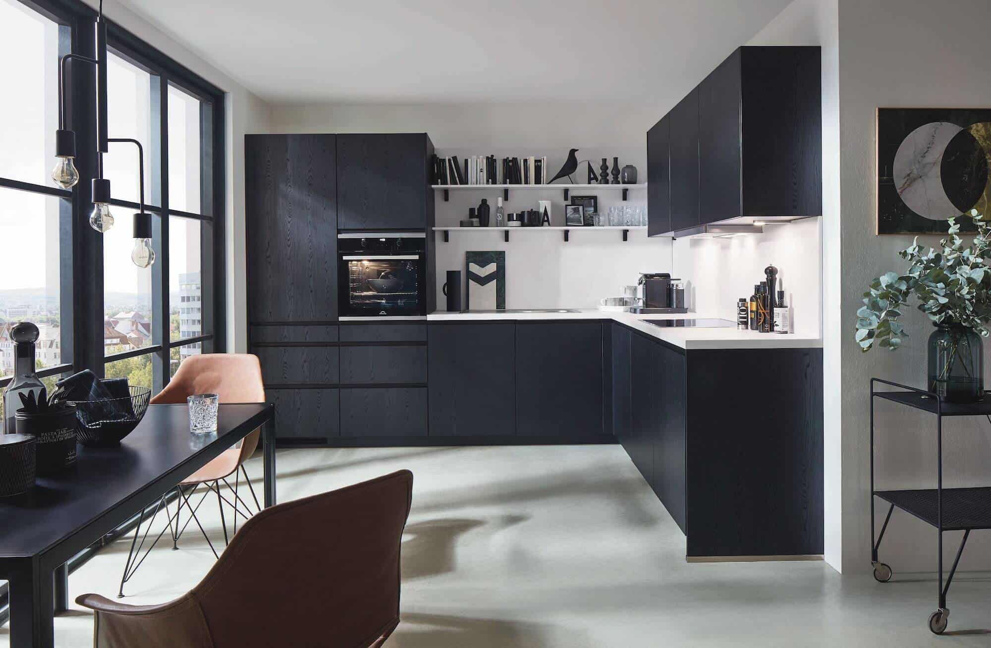 Nobilia Design Küche Schwarz in L-Form