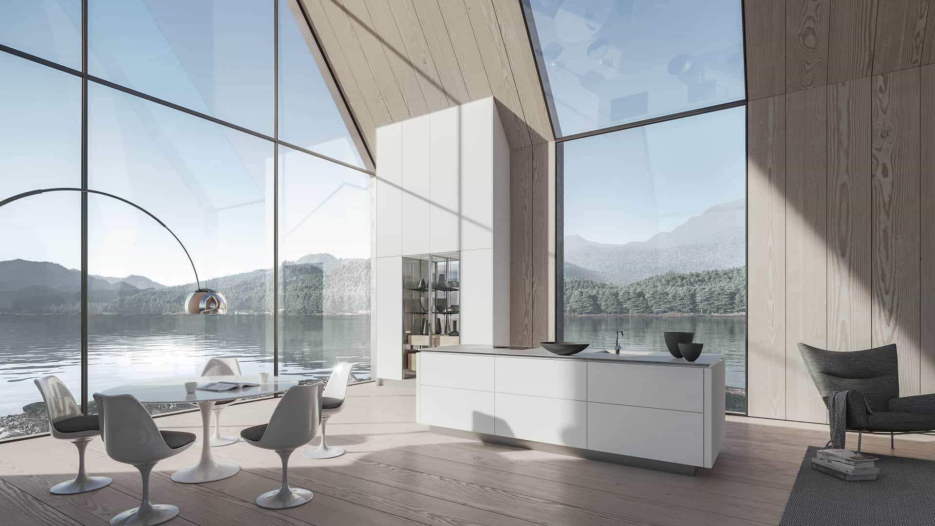 Siematic Pure Designküche mit Kücheninsel weiß grifflos