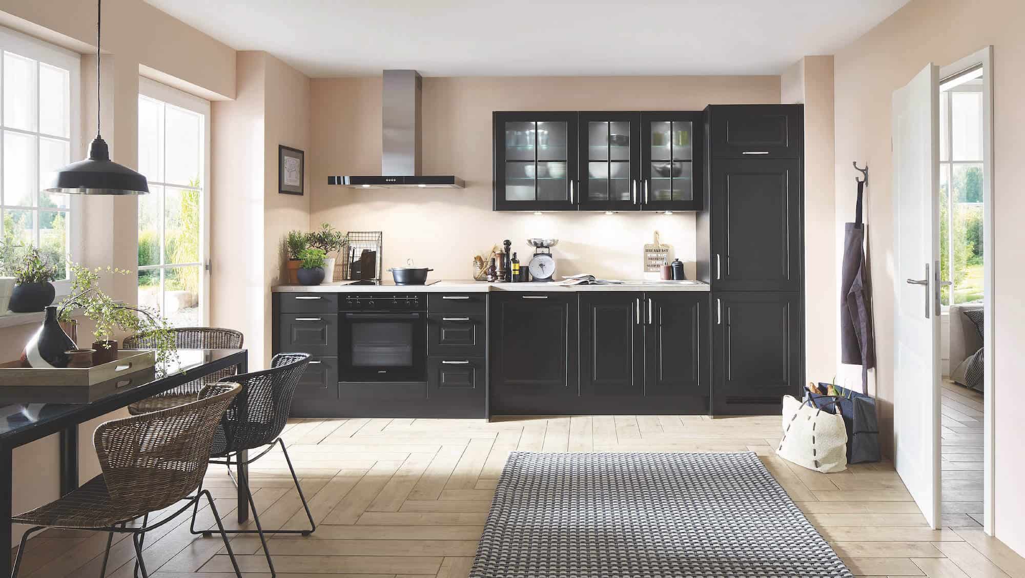 Nobilia Küchenzeile Landhausstil schwarz sylt