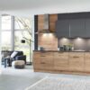 Nobilia moderne Küchenzeile mit Hochschrank Holz