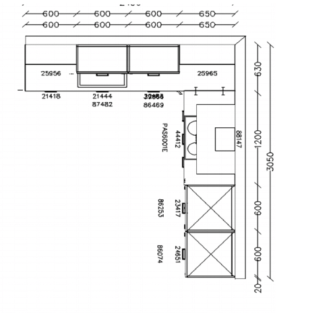 Grundriss Nobilia klassische L-Küche structura Holz