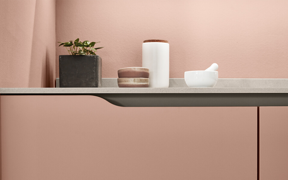 Nobilia senso curved Griffe rose geschwungen
