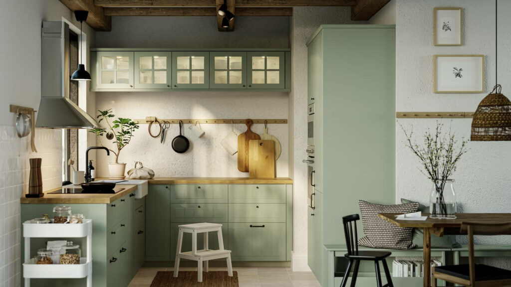 IKEA Metod grüne L-Küche Landhausstil