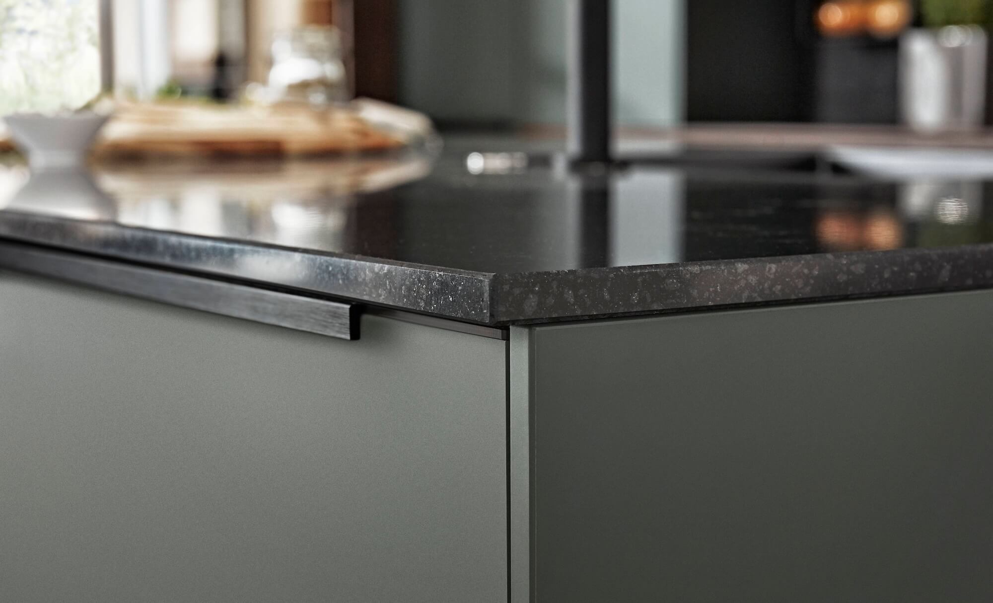 Nobilia Design Küche Mineralgrün Arbeitsplatte