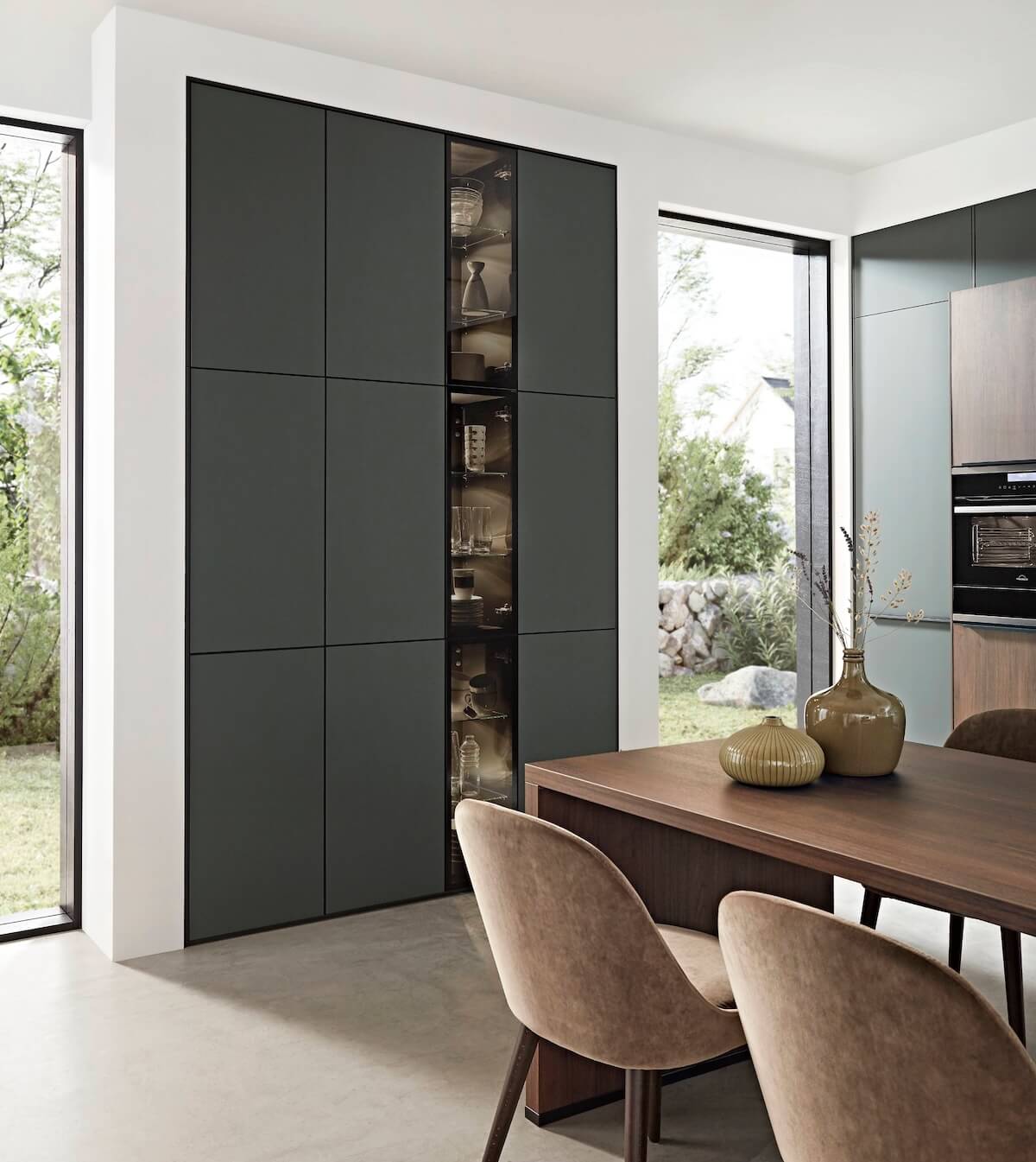 Nobilia Design Küche Mineralgrün Hochschrank