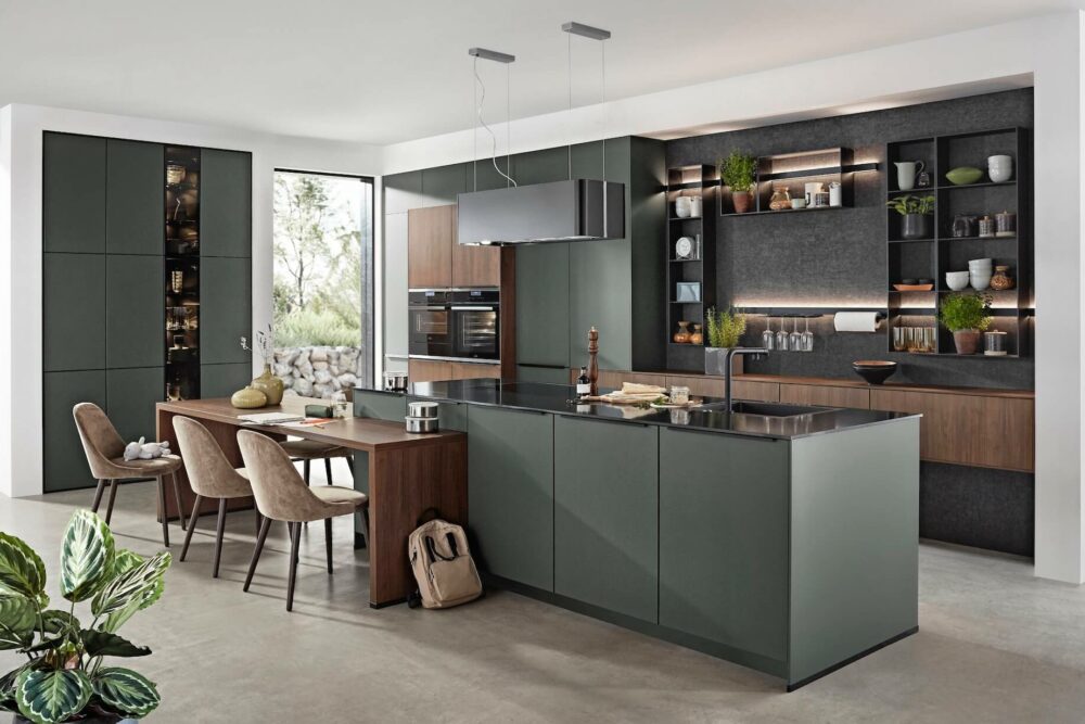 Nobilia Design Küche Mineralgrün Seitenansicht