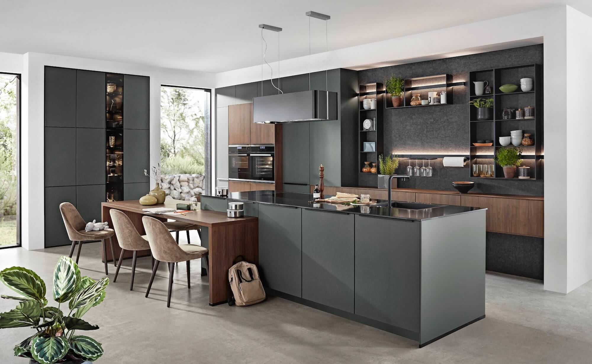 Nobilia Design Küche Mineralgrün Seitenansicht