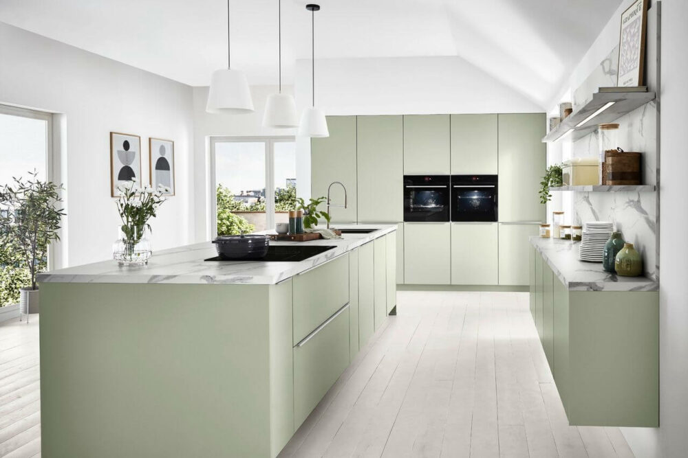 Nobilia Design Inselküche Avocado Seitenansicht