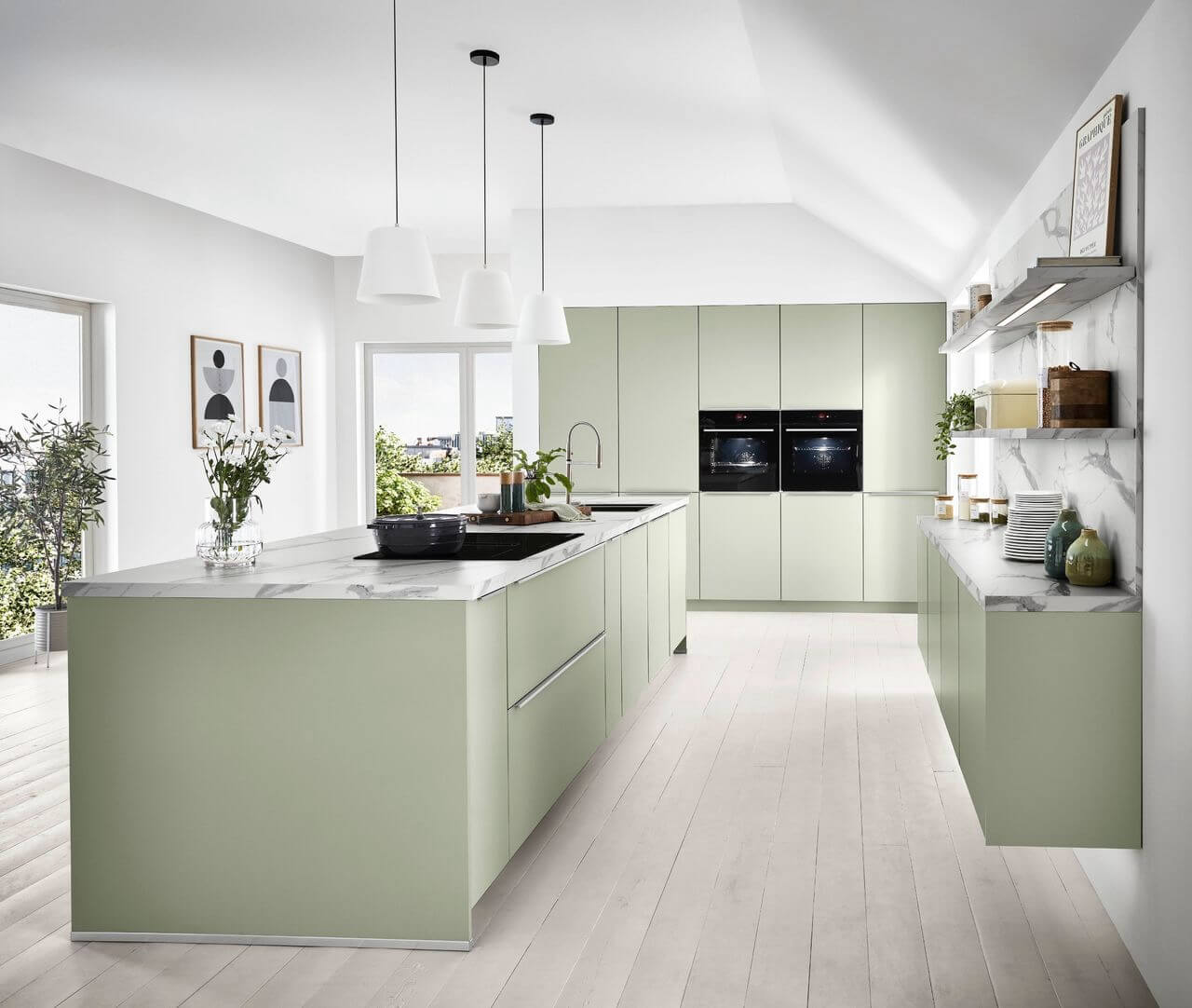 Nobilia Design Inselküche Avocado Seitenansicht
