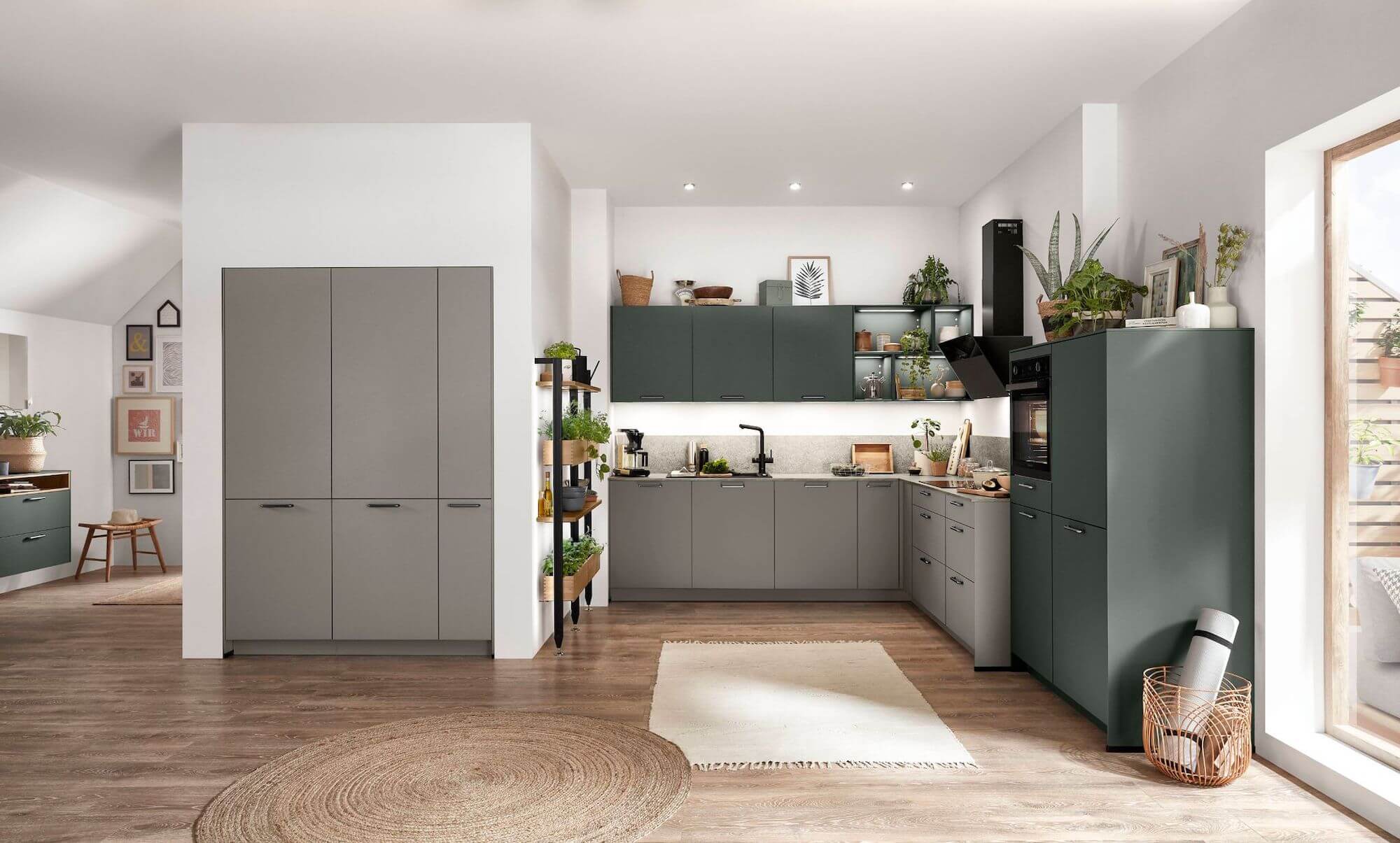 Nobilia Moderne U-Küche mit Hochschrank