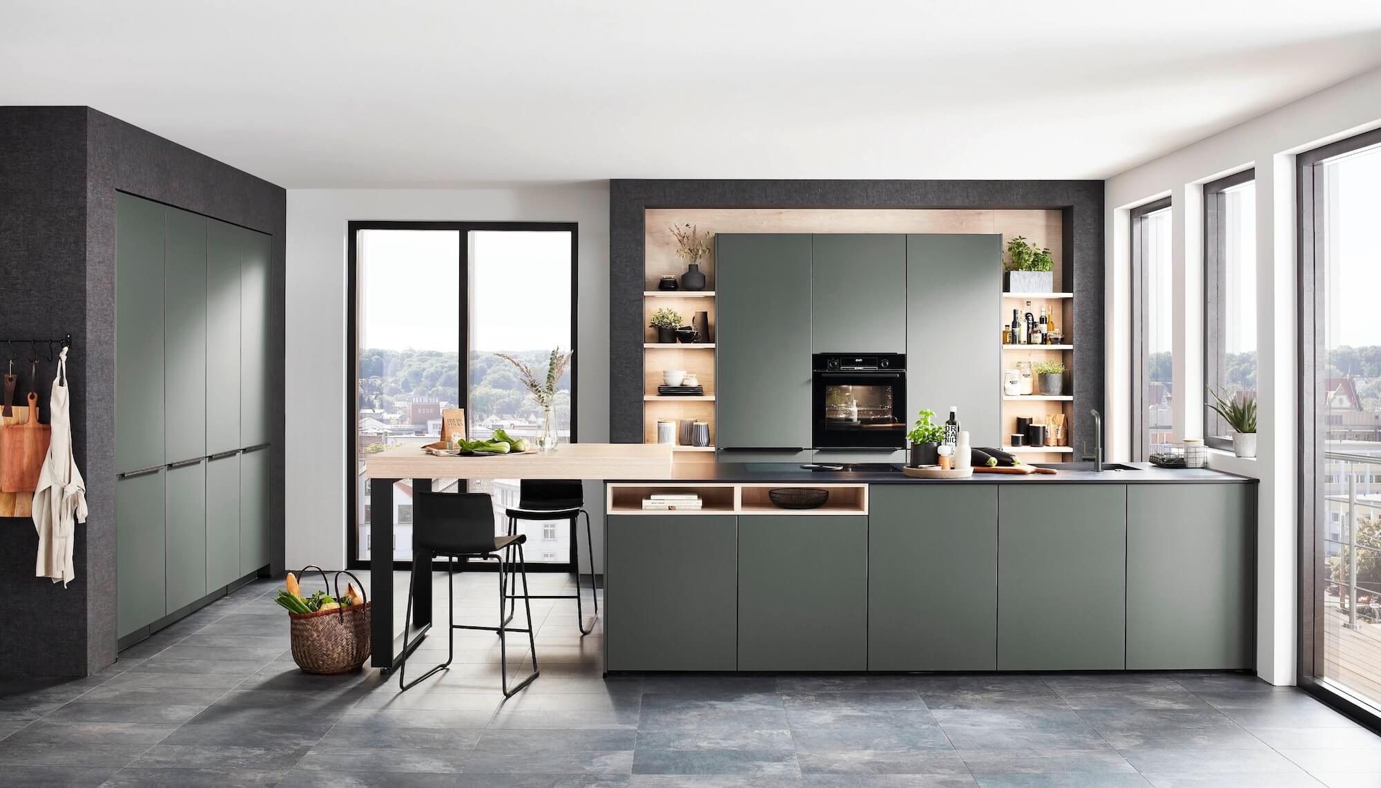 Nobilia Design Inselküche Mineralgrün