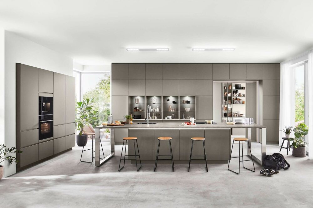 Nobilia Design Inselküche Taupegrau Easytouch