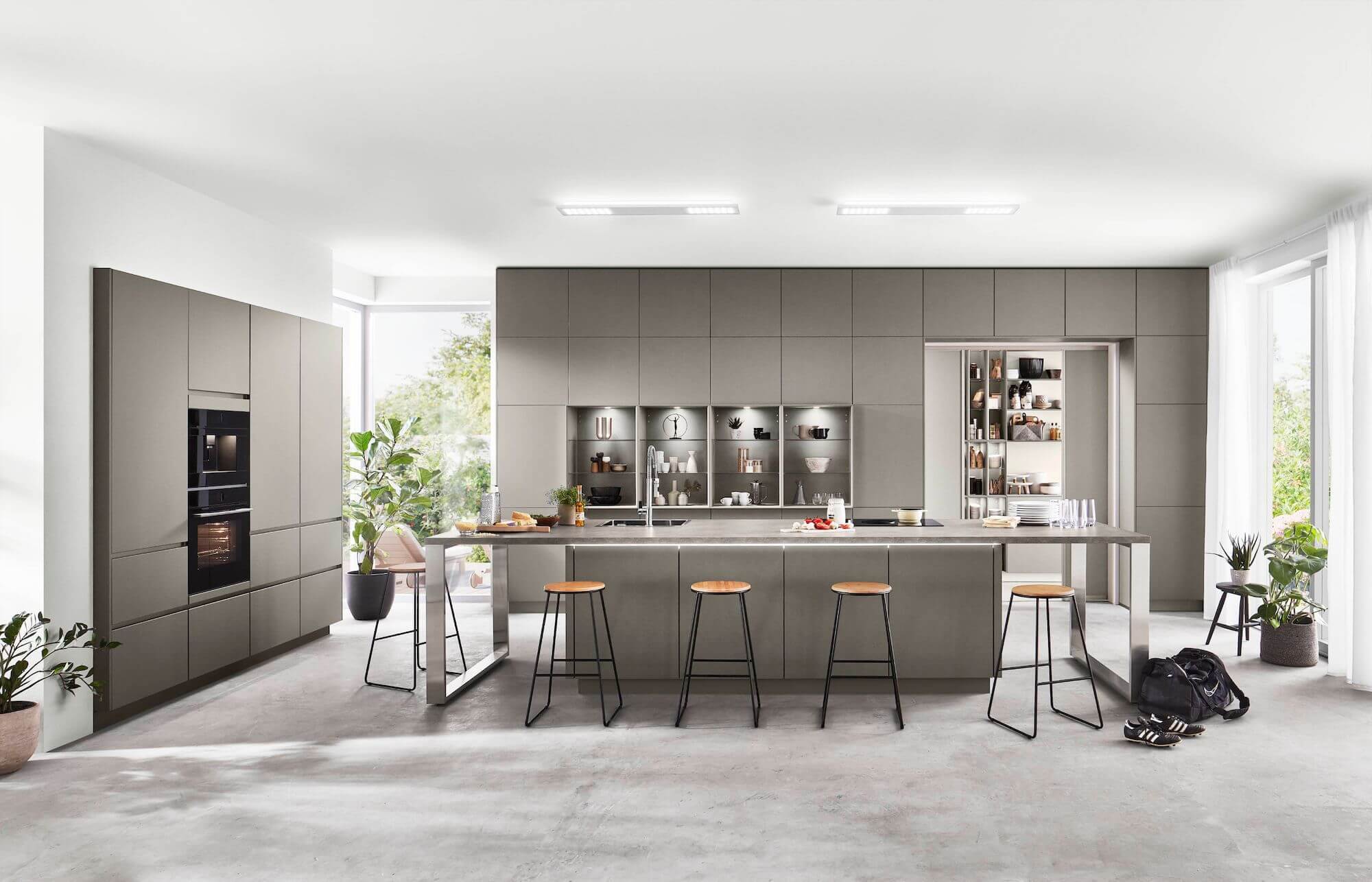 Nobilia Design Inselküche Taupegrau Easytouch