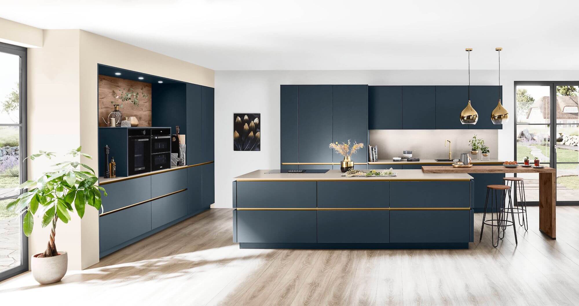 Nobilia Design Inselküche Fjordblau ultramatt