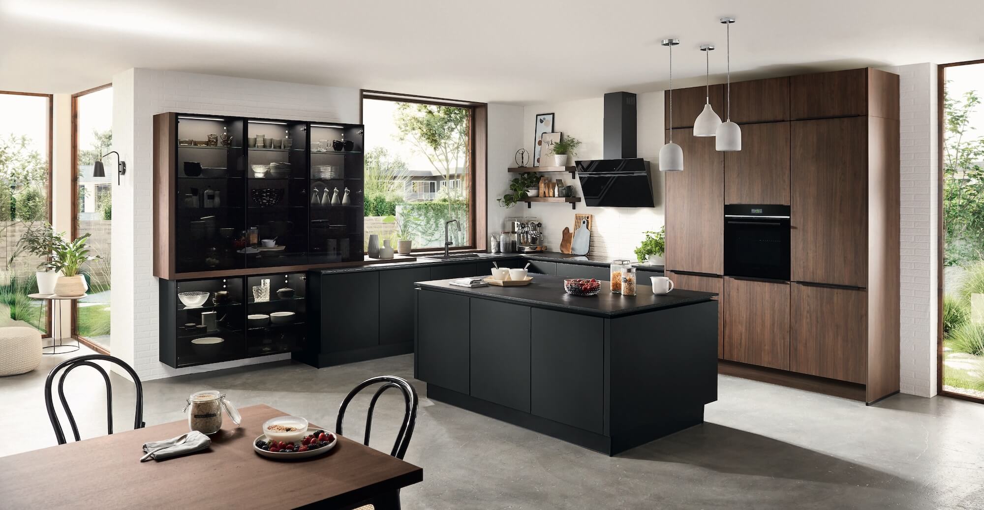 Nobilia Designinselküche Riva Nussbaum