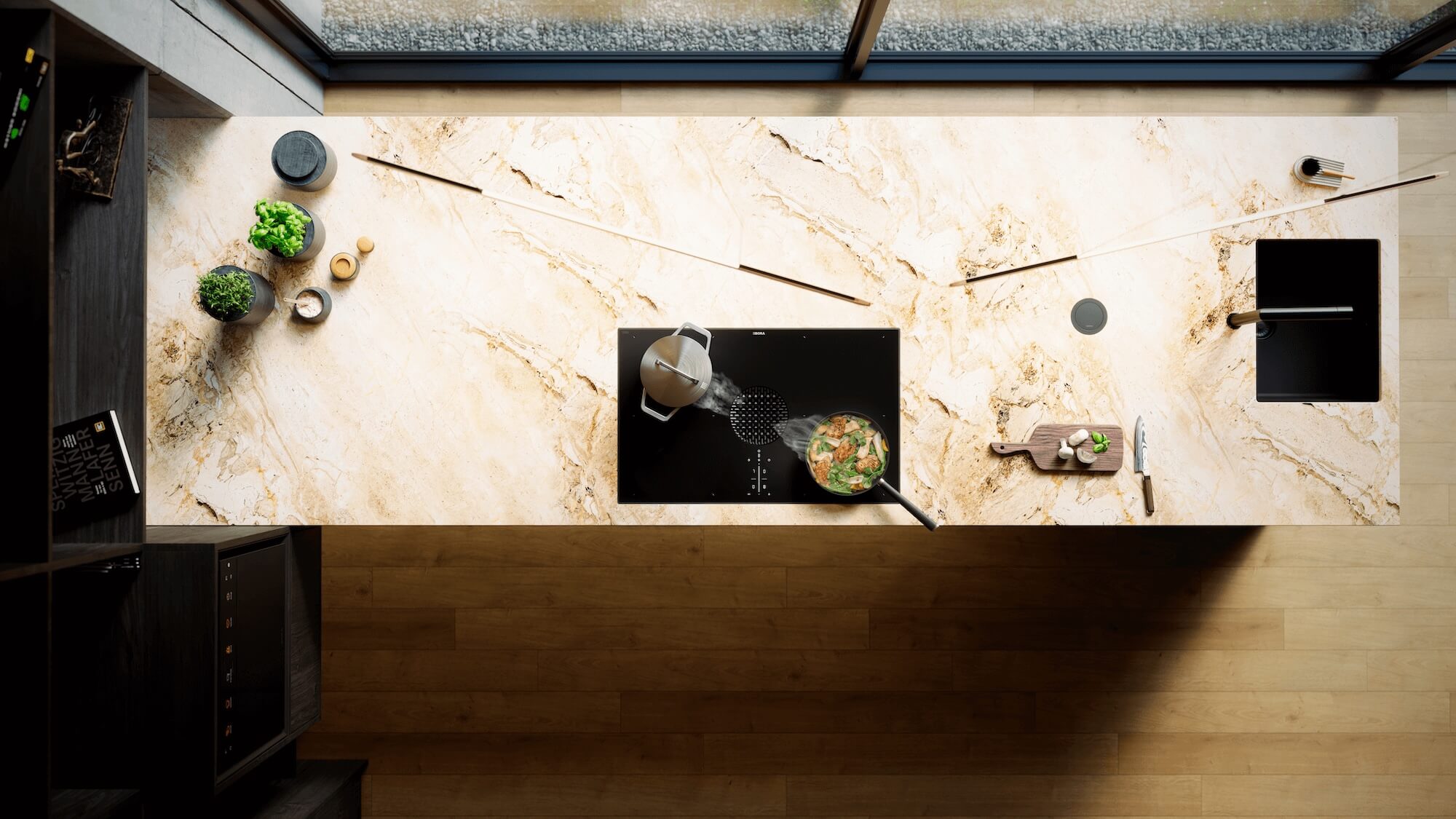 Bora X Pure mit Marmor Arbeitsplatte
